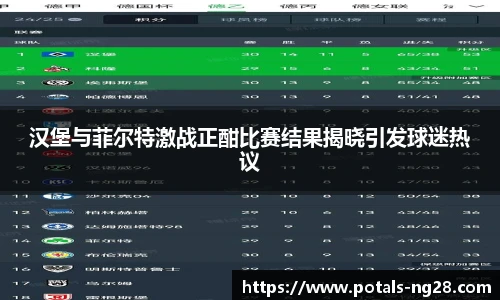 汉堡与菲尔特激战正酣比赛结果揭晓引发球迷热议